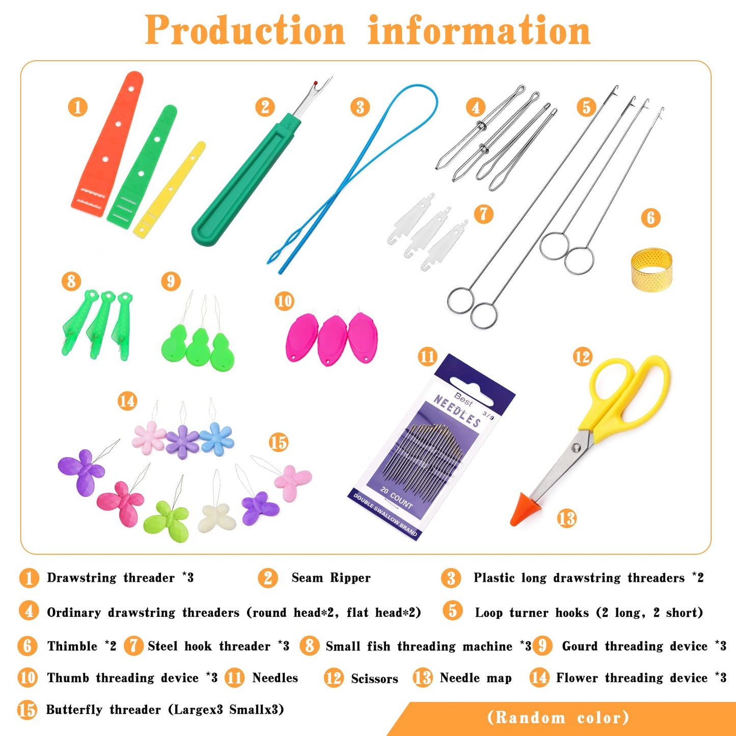 Fedmut 42 Pieces Needle Threaders Kit,Drawstring Threader Set,Threader Hand Machine Sewing for Sewing Crafting,Quilting, DIY Art,Universal Sewing Threaders Tool for Embroidery Needlework