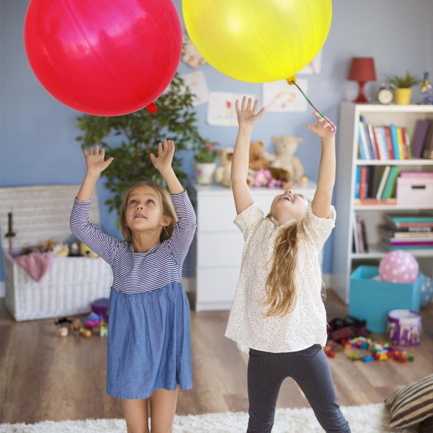 LEEZZIZZ 30Pcs Punch Balloons, Thickened Neon Punching Balloon Heavy Duty with Rubber Band Handle Birthday Party Favors for Kids Weddings Goodie Bag Supply