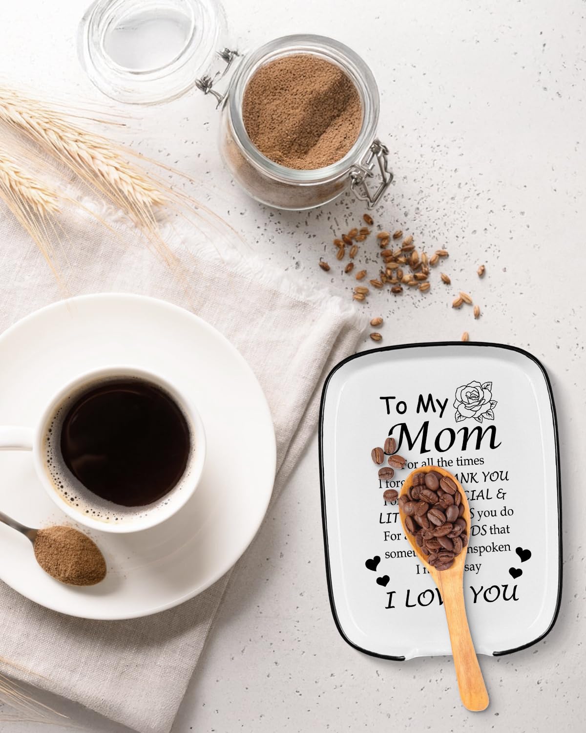 Thank You Gifts for Mom, I Love You Gift for Moms, Mothers Day Birthday Kitchen Gift for Mom Mother from Daughter Son, Spoon Rest for Stove Top, Spoon Holder for Kitchen Counter Decor