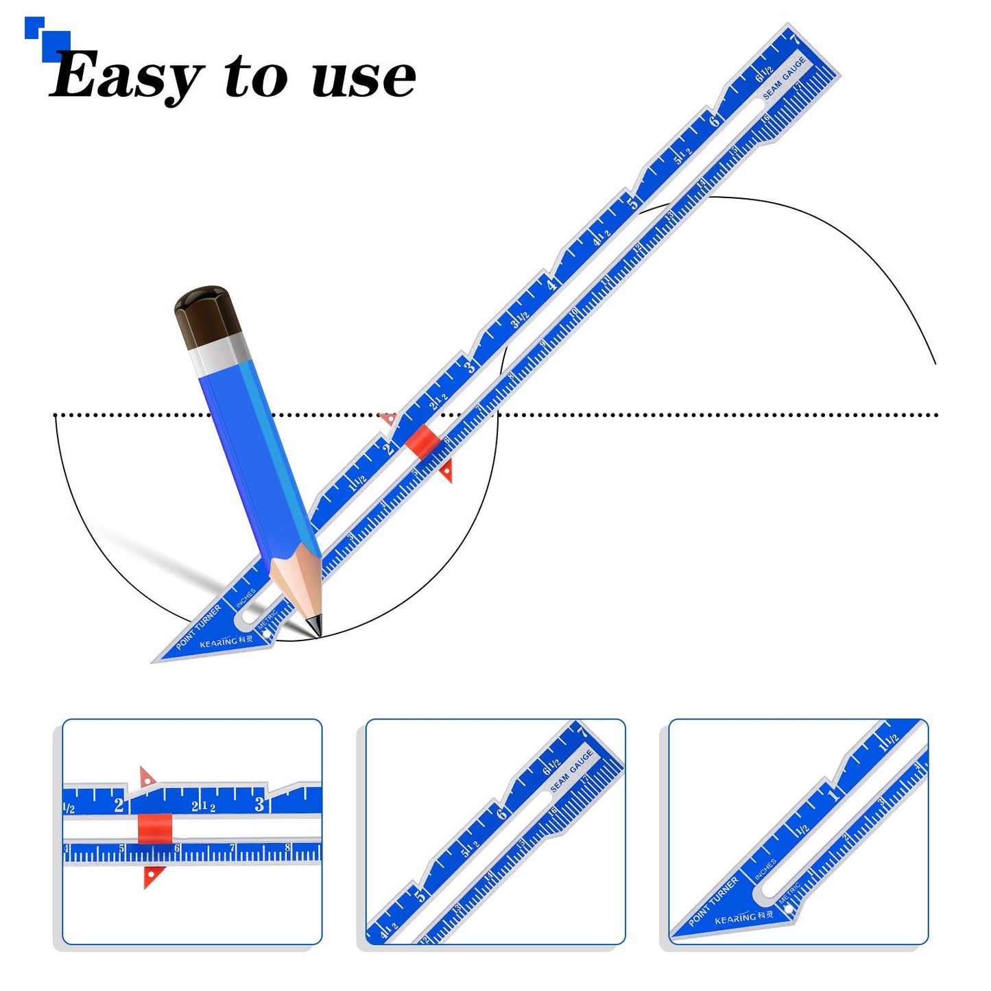 3 Pieces Sliding Gauge Measuring Sewing Tool Set Measuring Sewing Gauge 5-in-1 T-Shaped Sliding Gauge Ruler Fabric Quilting Ruler for Beginner Knitting Crafting Sewing Supplies