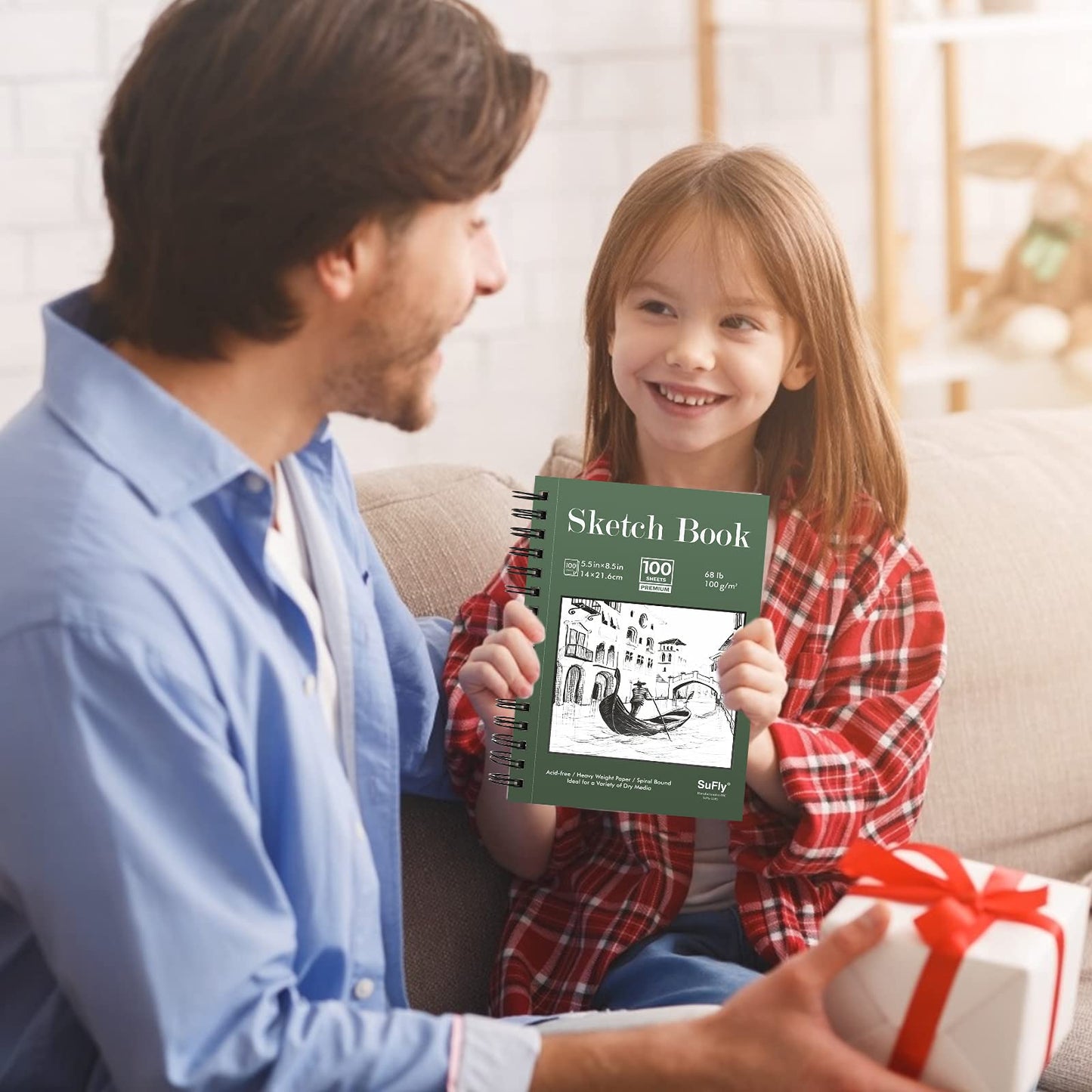 Sketch Book 5.5 X 8.5 inch, Artist Sketch Pad (Pack of 3), 300 Sheets (68lb/100gsm) Spiral Bound Sketchbook, 100 Sheets Each, Acid Free Drawing Paper, Suitable for Adults & Teens