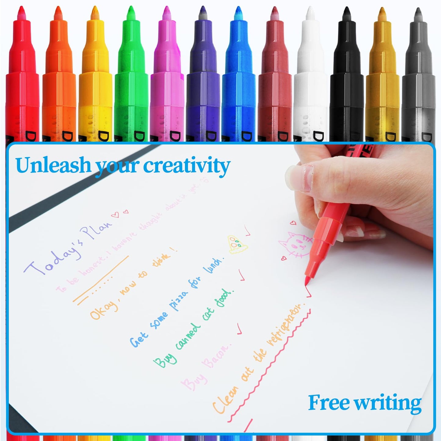 DEYONI 12 Colors Acrylic Paint Pens for Kid 0.7mm, Extra Fine Paint Pens Acrylic Markers Canvas, Rock Painting, Wood, Fabric, Ceramic, Stone, Metal, Art Supplies