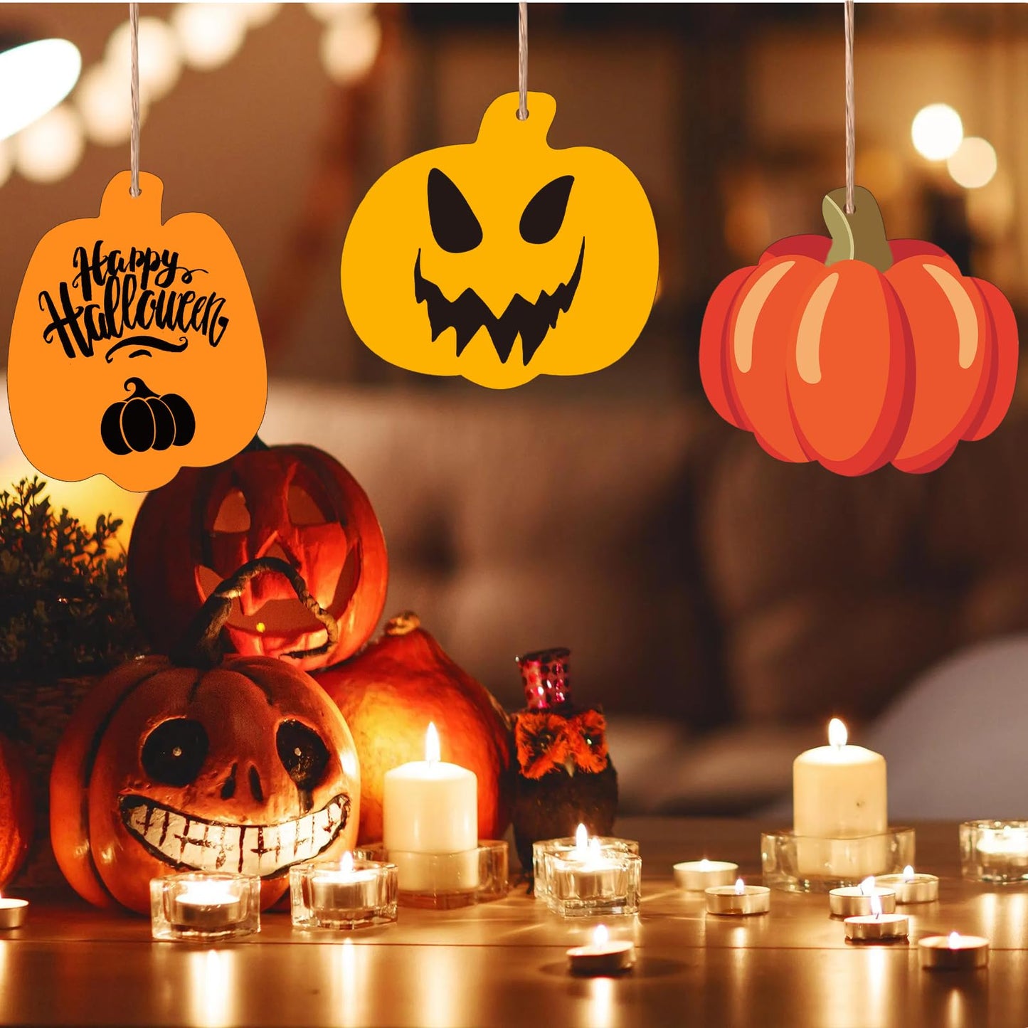 Pumpkin 30Pcs Unfinished Wooden Ornaments Halloween Thanksgiving Autumn Paintable Blank Pumpkin Cutouts Hanging Wood Slices DIY Craft for Kids Art Crafts Party Supplies