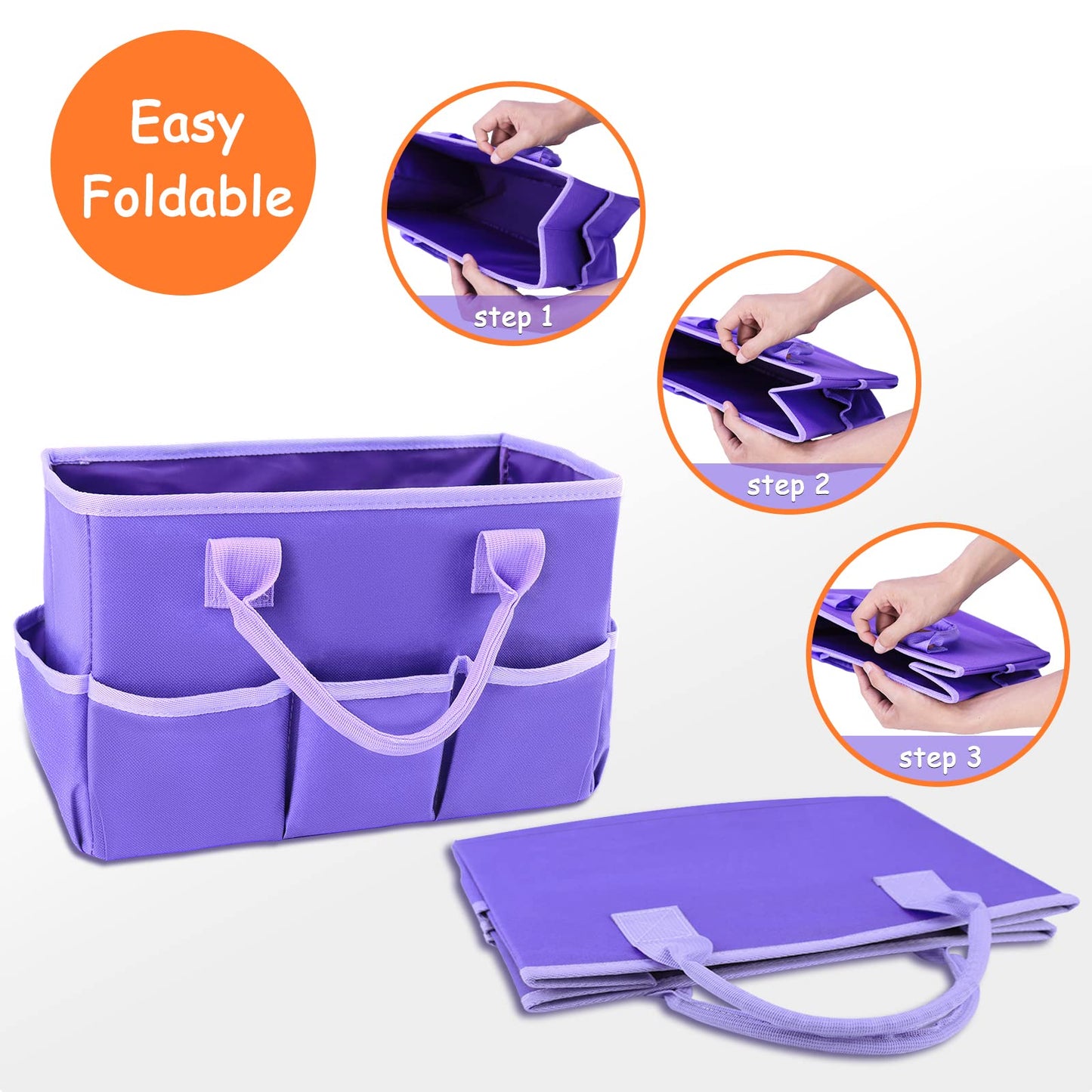 ZKOO Art Organizer Desktop Craft Storage Tote Bag Organizer for Crafts, Sewing, Paper, Art, Canvas, Supplies Storage Organization with Handles for Travel or Daily Use (Purple, Small)