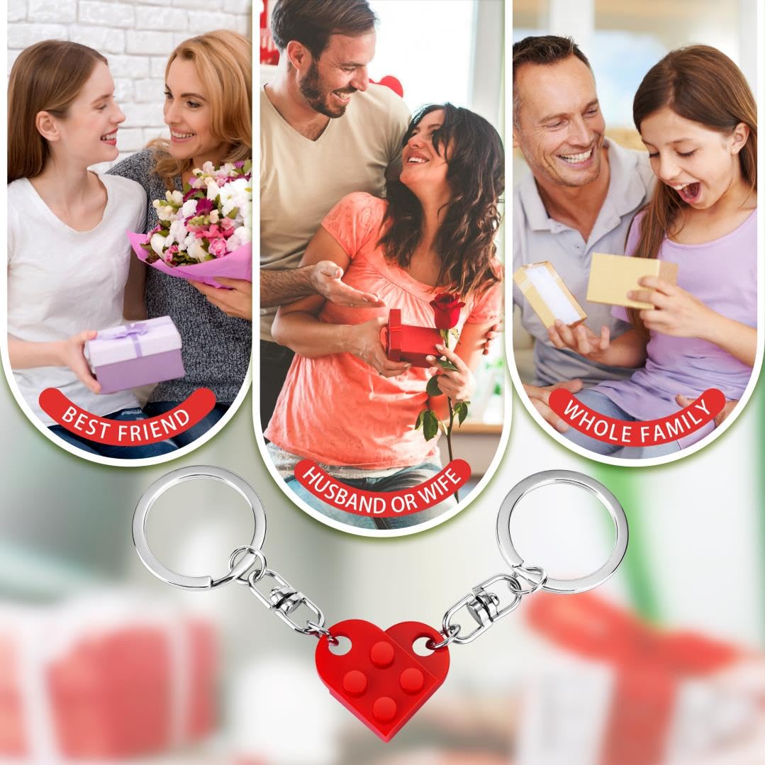 BOBIPRO Couples Matching Stuff Gifts - Red Heart Keychain, Matching Couple Heart Keychains Decorations Christmas Valentines Day Gifts for Boyfriend Girlfriend