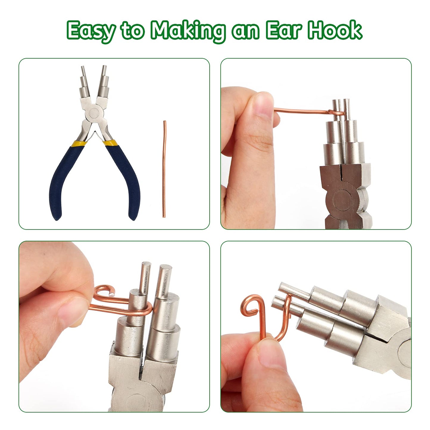 6 In 1 Wire Looping Pliers With Anti Slip Handle - Bail Making Pliers for Jewelry Making Wire Bending Tool for Bending 3-10mm Bails, Loops, Hooks, Jump Rings