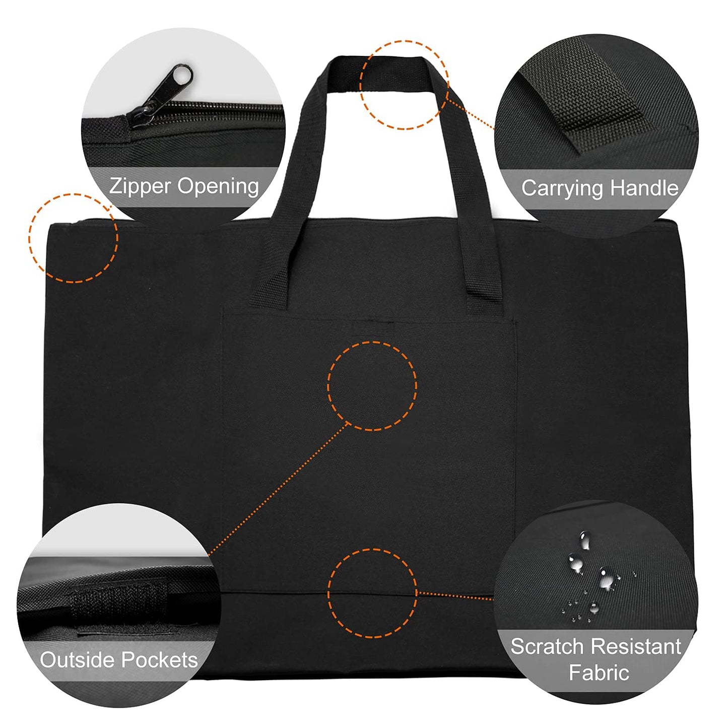 Cupohus Waterproof Art Portfolio Bag 20" x 26" for 18" x 24" Artworks with Outer Pockets and Handle, Student Carrying Storage Bag