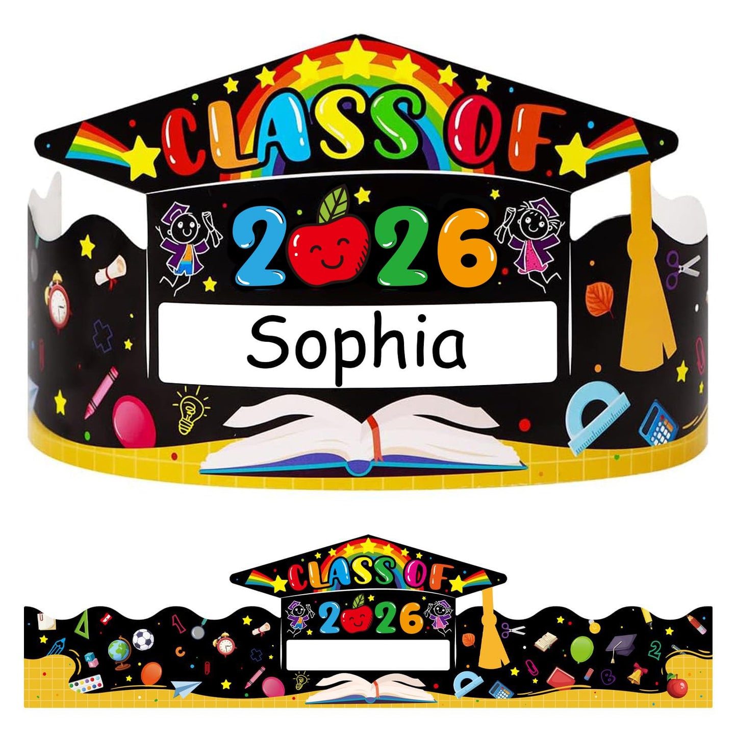 SICOHOME Kids Preschool Graduation Caps - 24 Hats Kids Pre-k Adjustable Paper Graduation Congrats Hats and Decorations for Class of 2026 Party Favors Kindergarten Student Grad