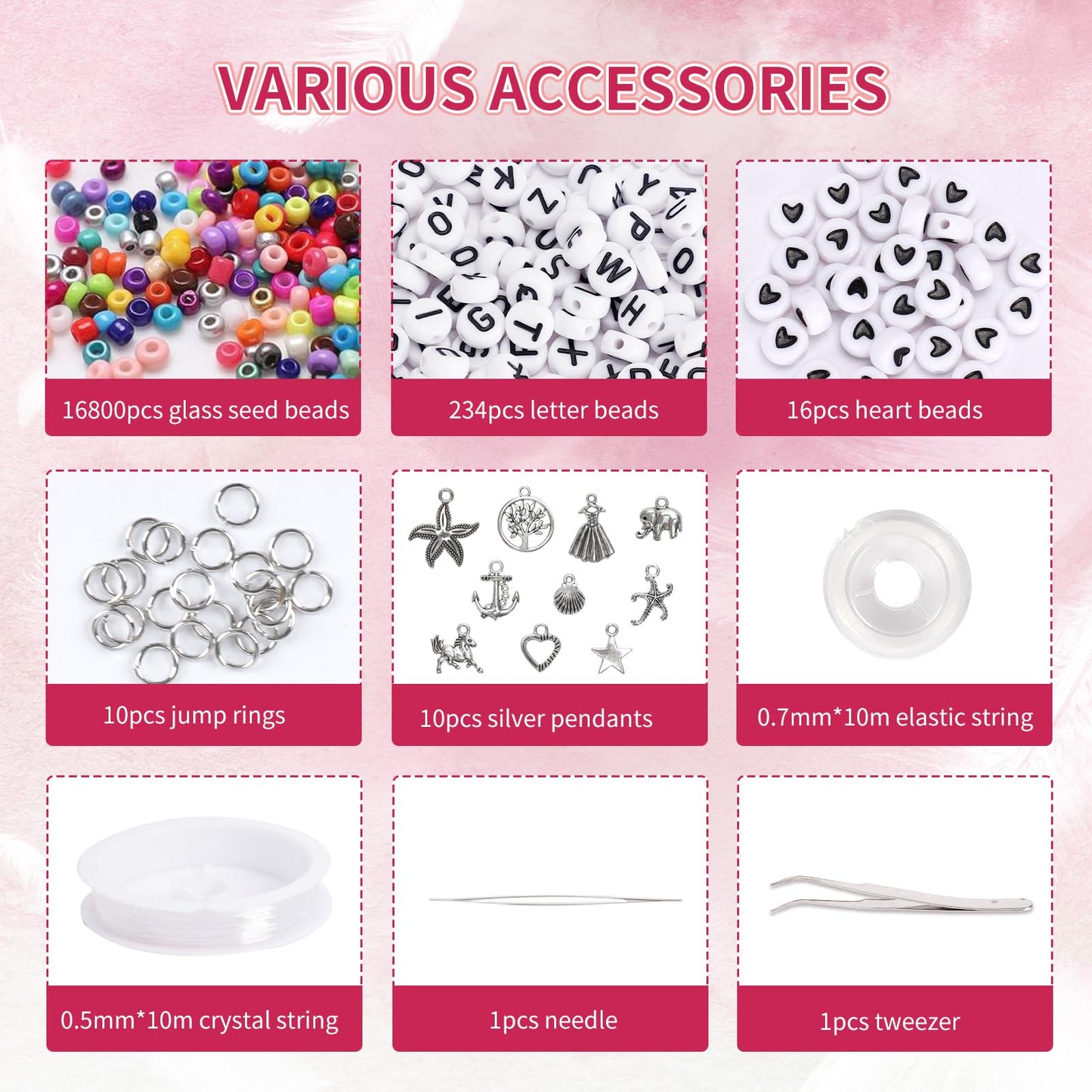 UOONY 16800pcs 48 Color Glass Seed Beads for Jewelry Making, 3mm Small Beads for DIY Projects