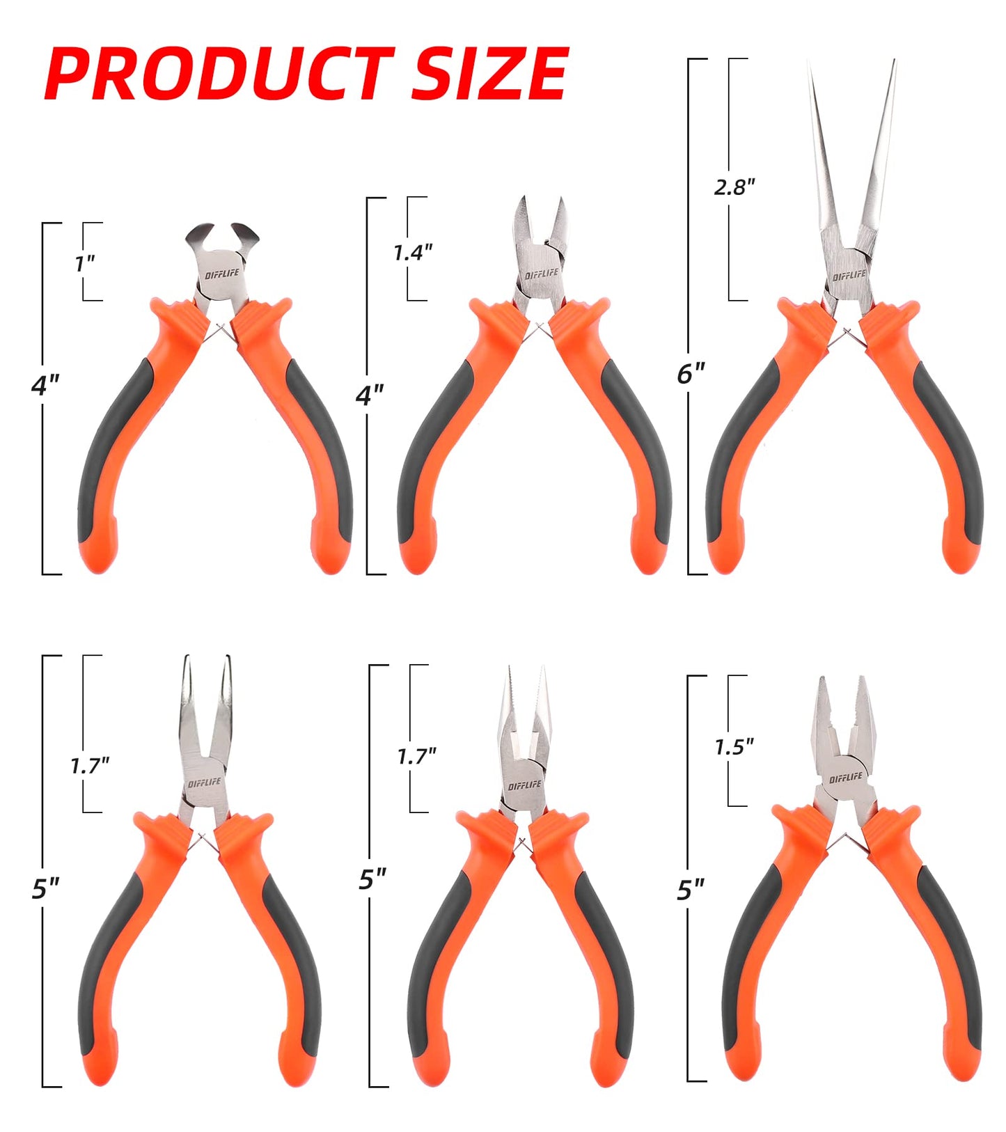 Mini Pliers Set,6-piece Needle Nose, Diagonal, Long Nose, Bent Nose, End Cutting and Linesman, for Jewelry, Making Crafts, Repairing Electronic Devices, with Pouch (6-Piece)