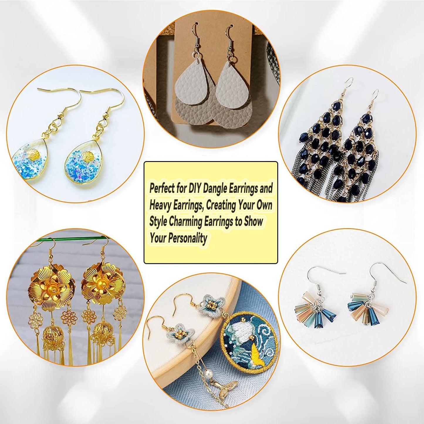 600Pcs Hypoallergenic Black Earring Hooks, Making Kit With Backs and Jump Rings for Jewelry Making Supplies (Black)