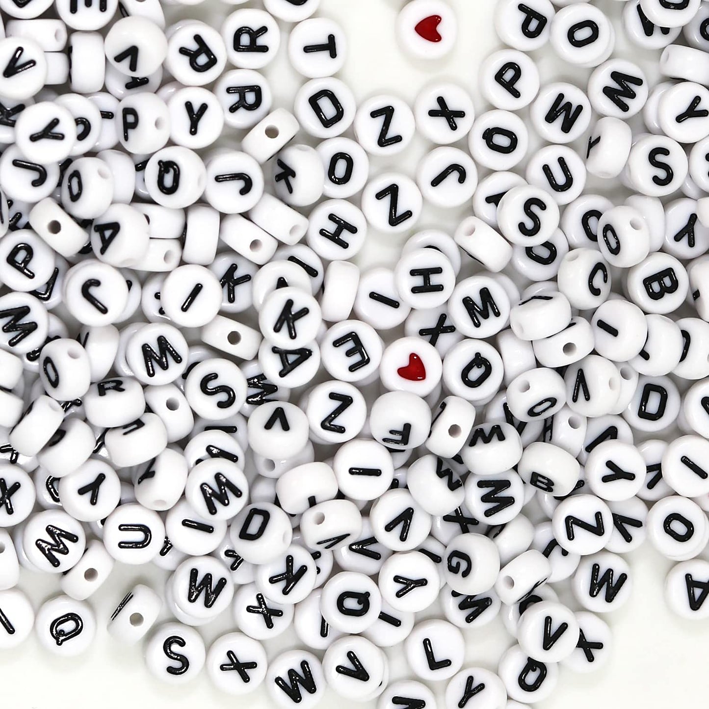 Acrylic Letter Beads, 1450 Pcs 4x7mm Round Alphabet Beads in 28 Grid Box for Jewelry Making, DIY Bracelets (4x7mm, White)