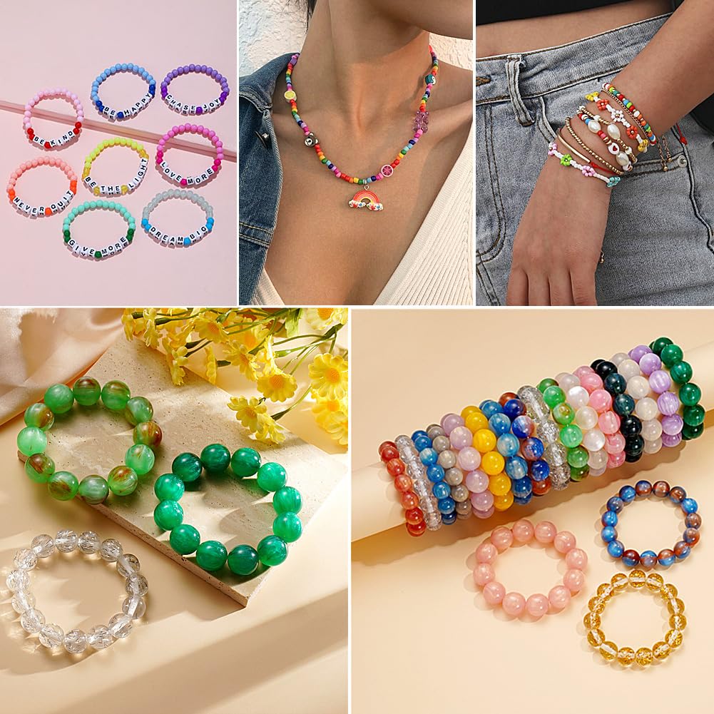 Ewparts 1mm 109 Yard Stretchy Bracelet String Elastic String for Bracelets Sturdy Rainbow Elastic String Elastic Cord for Jewelry Making, Bracelet Making,Necklaces, Beading and Crafts, 1.0mm