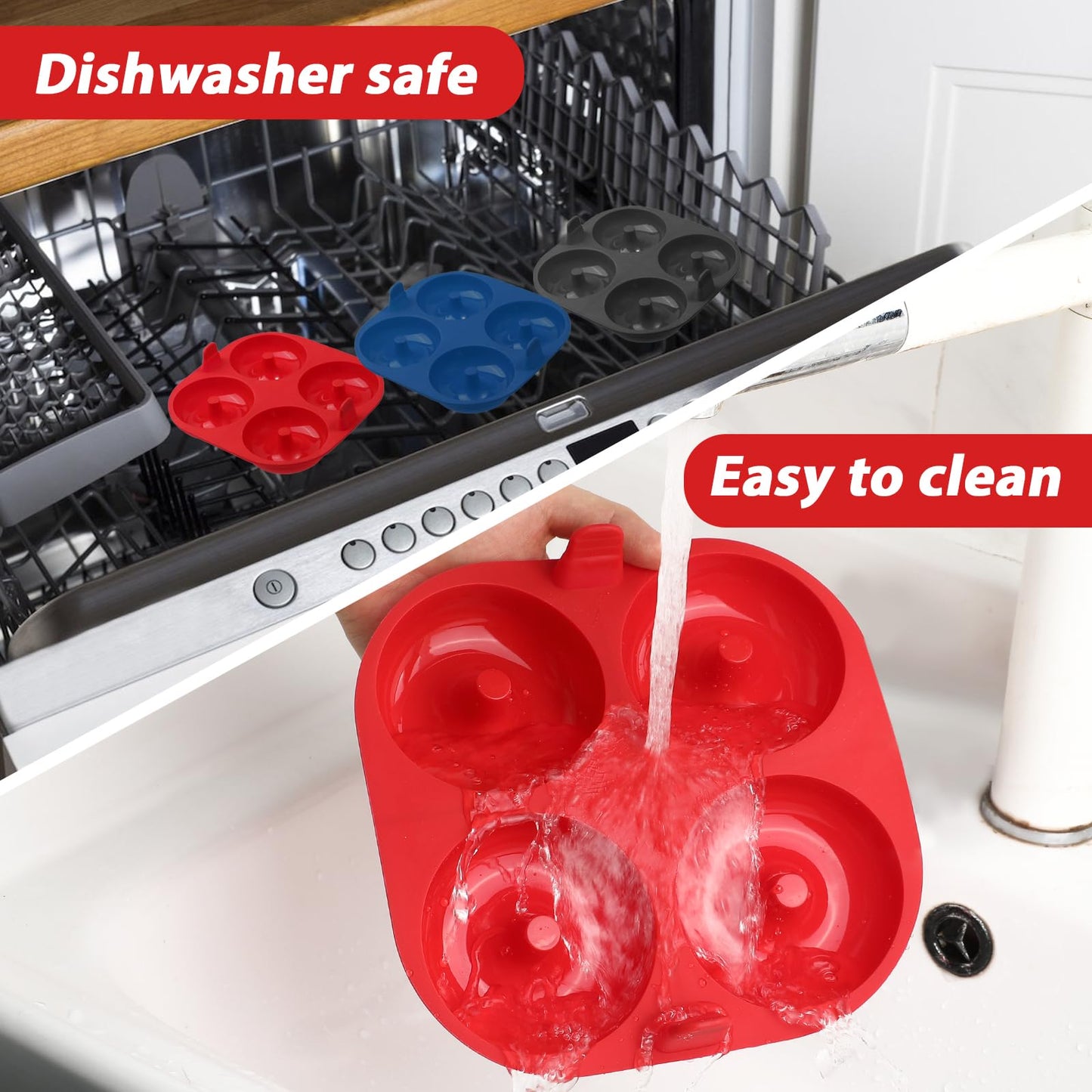 Webake Silicone Air Fryer Donut Pan for Baking, 4-Cavity Donut Pans Nonstick Donut Mold, BPA-Free, Dishwasher Safe, Set of 3