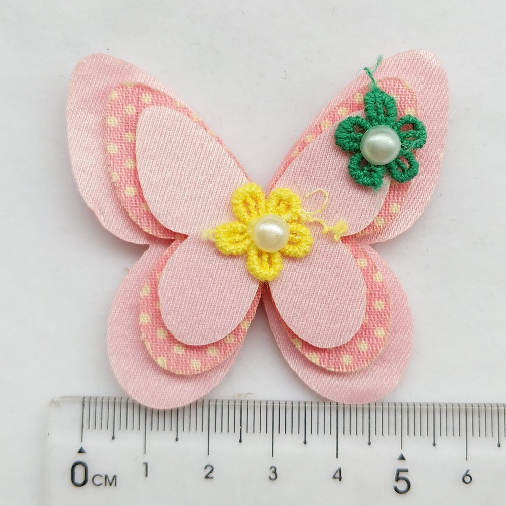 Chenkou Craft 15pcs New Padded Felt Butterfly Satin Ribbon Flowers Beads Appliques Wedding A454 (Multi-Color)
