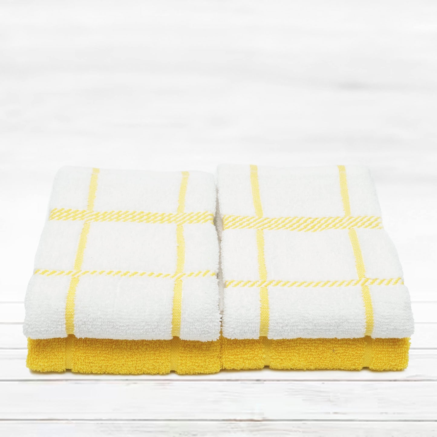 Mellow Buff 100% Cotton Terry Dish Towels, 4 pack16 x26 Inches, Super Soft and Absorbent Kitchen Towels, Perfect for Kitchen Cleaning and Dish Washing | Yellow