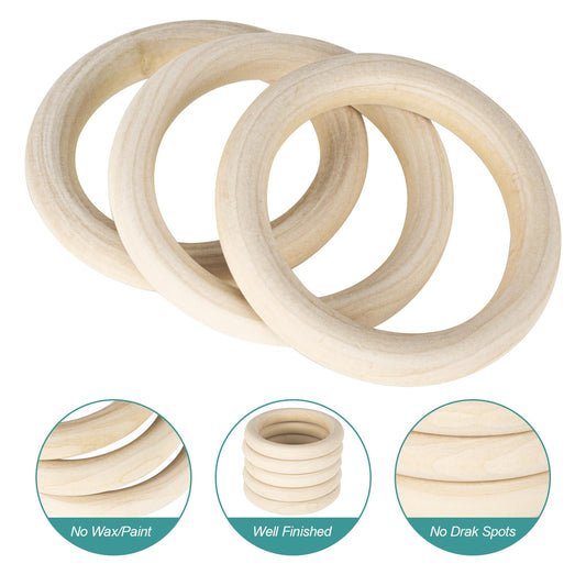 50 PCS 50mm Unfinished Wooden Rings for Craft, Nature Solid Wood Rings for DIY Crafts Without Paint, Macrame Wooden Rings for Ring Pendant and Connectors Jewelry Making