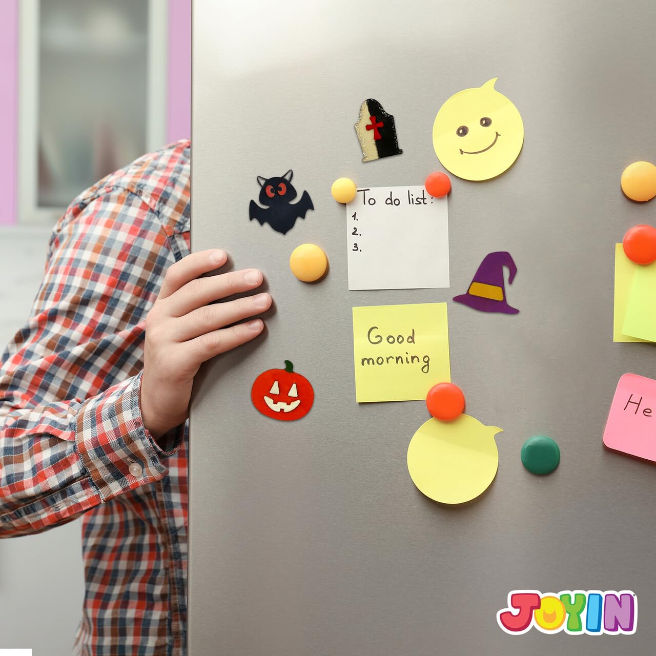 12 Pcs Halloween Wood Craft Kit, Wooden Magnet Creativity Arts Painting Kit, DIY Halloween Painting Craft for Kids Party Supplies, Toddler Party Favors Family School Activities