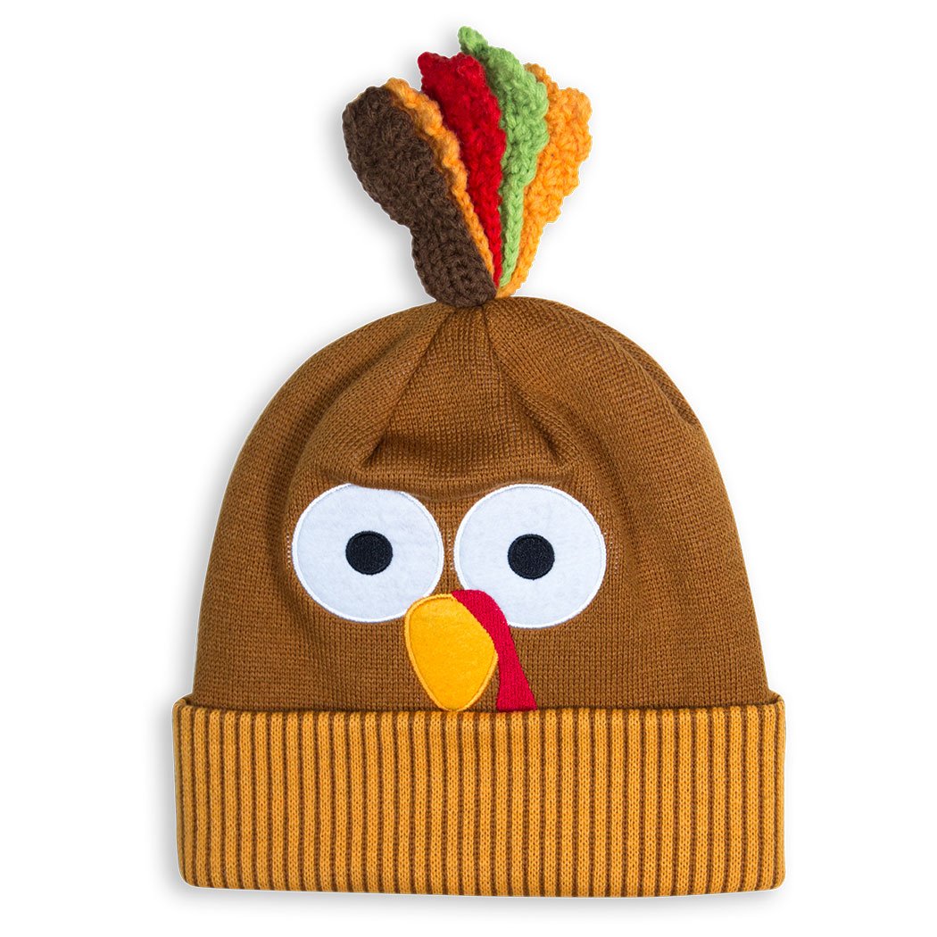 Now Gobble Later Turkey Pom Pom Beanie Hat | Thanksgiving Turkey Trot Gear