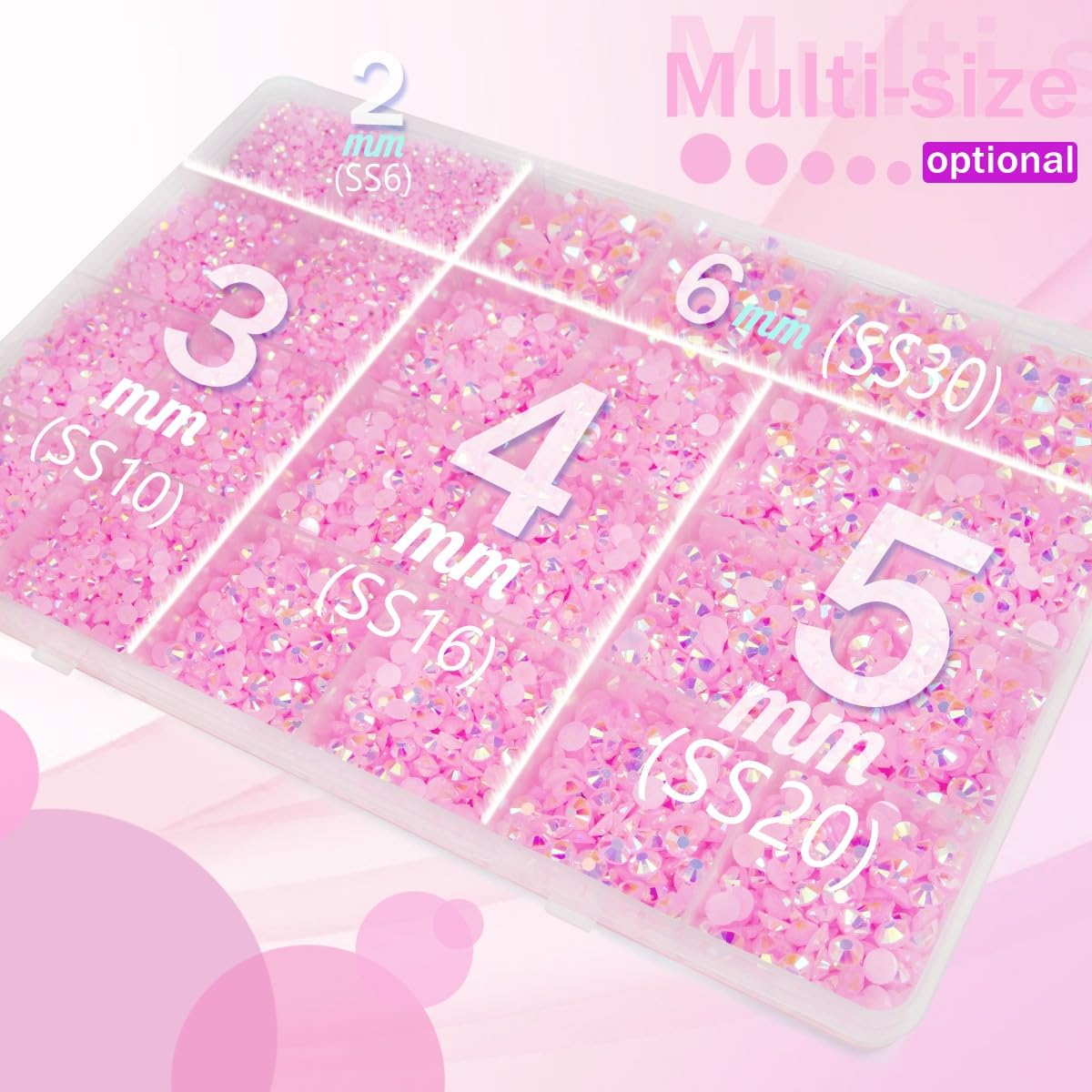 qiipii Light Pink AB Resin Rhinestones w B7000 Glue for Bedazzling Crafting 2mm-6mm Flatback Jelly Stones Diamonds Gems Bedazzler Kit Charms for Nails Face Eyes Makeup Tumblers Bottles Crafts Shoes