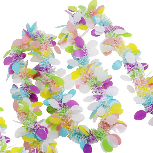 50 Ft Easter Garland Decor,Metallic Tinsel Hanging Garland with Colorful Eggs Decorations for Home Tree Mantle Bedroom Office Classroom Party Holiday Indoor Outdoor