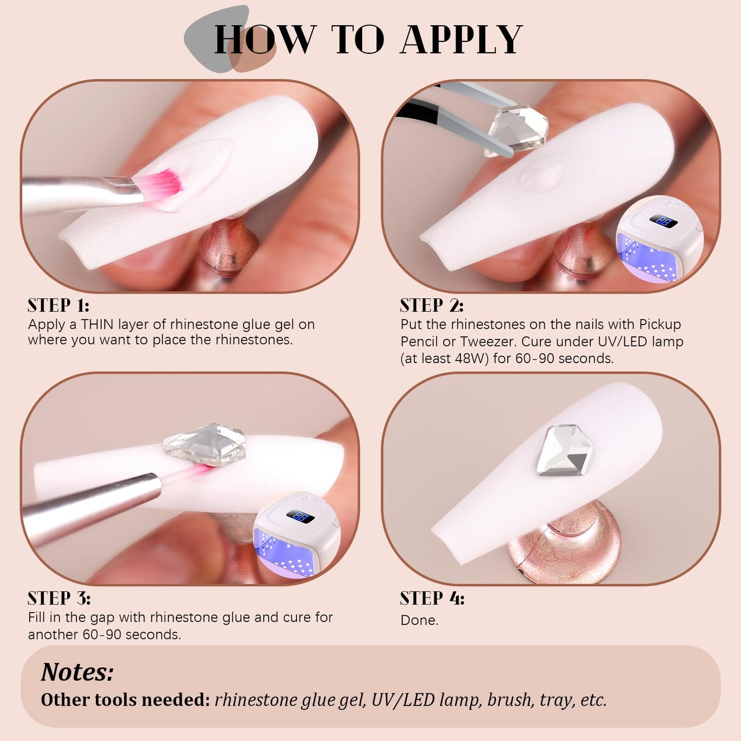 2630Pcs Clear Glass Nail Rhinestones 120Pcs Multi Shapes Flatback Gems Crystal + 2510Pcs 1.5-4mm Round Beads with Rhinestones Glue Gel, Manicure Diomand Jewelry Gemstones for Nail Design Makeup