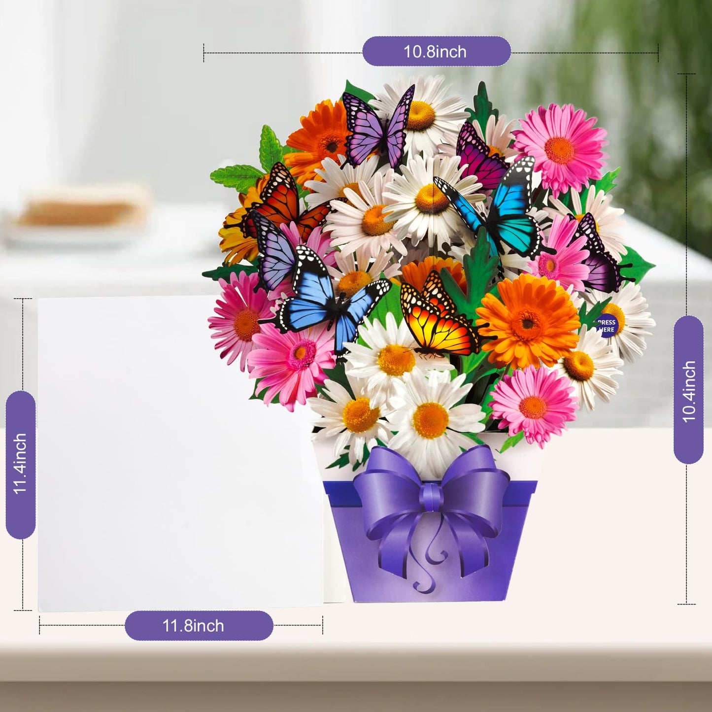 APOTODITO Butterfly Cards with Music and Light, Flower Bouquet Card, Mothers Day Cards, Mothers Day Gifts for Mom, Women, Wife, Sister (daisy and butterfly)