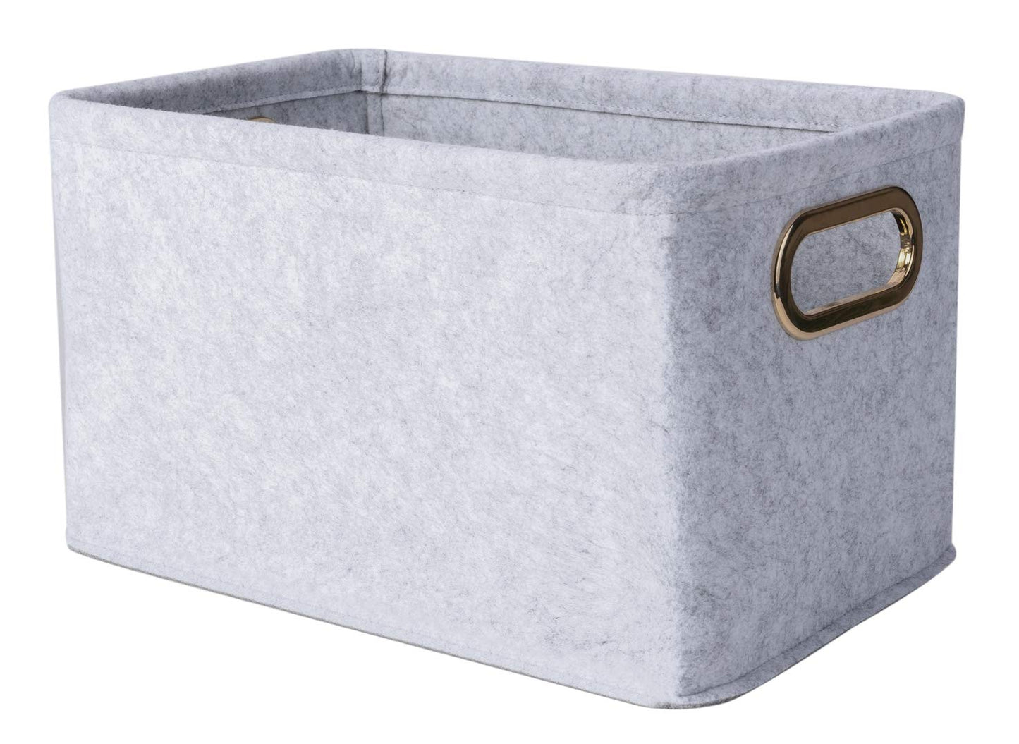 Collapsible Storage Bins Foldable Felt Fabric Storage Basket Organizer Boxes Containers with Handles Metal Handles for Nursery Toys,Kids Room,Clothes,Towels,Magazine