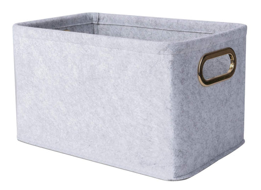 Collapsible Storage Bins Foldable Felt Fabric Storage Basket Organizer Boxes Containers with Handles Metal Handles for Nursery Toys,Kids Room,Clothes,Towels,Magazine
