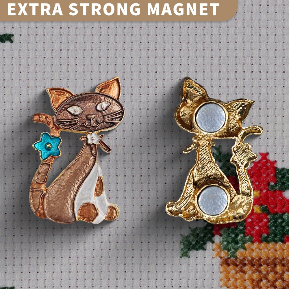 Needle Minder Magnet, Magnetic Needle Minder, Needle Minders Magnetic Cross Stitch Accessories, Magnetic Needle Holder, Life Tree, Butterfly, Cats, Owl, Heart (CAT)