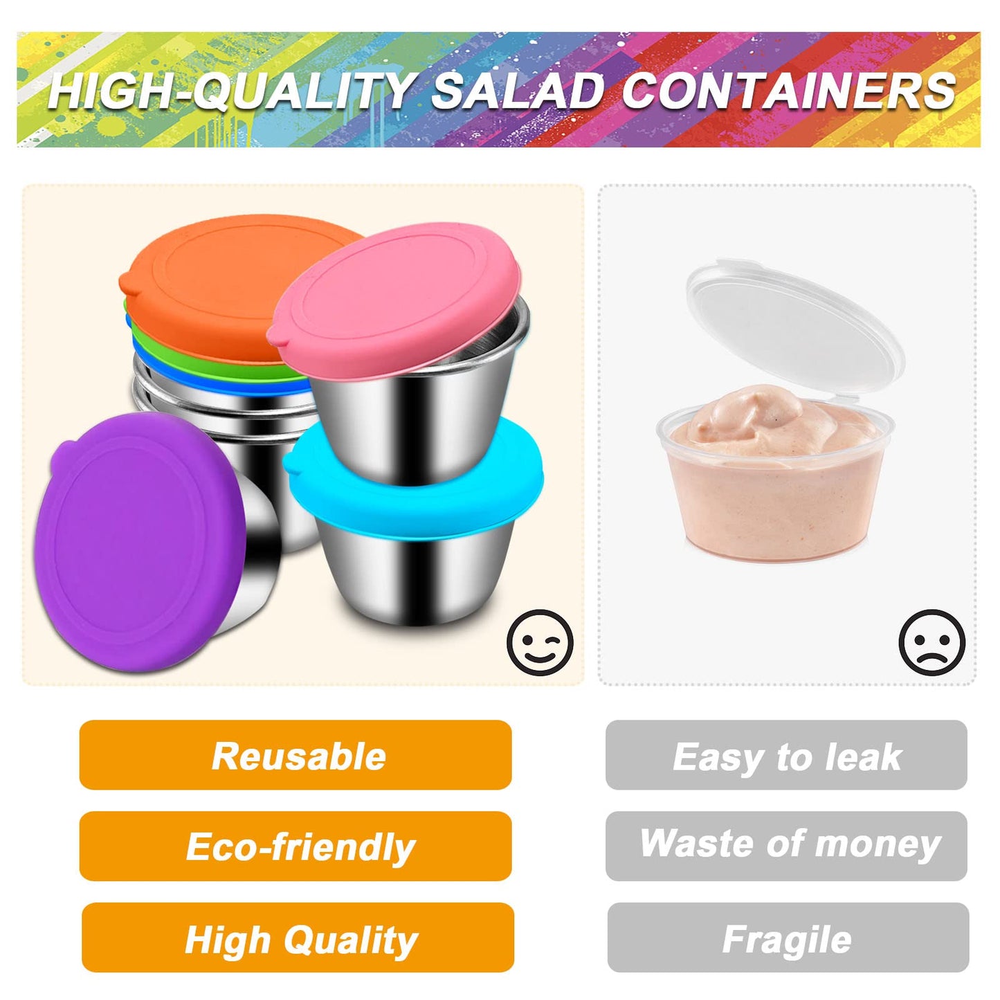 10PCS Food Storage Bags Silicone, Leakproof Reusable Storage Bags, Reusable Snack Bags Silicone for Home Food Storage, Kids School Lunch,Picnic and Travel (Salad Dressing Container)