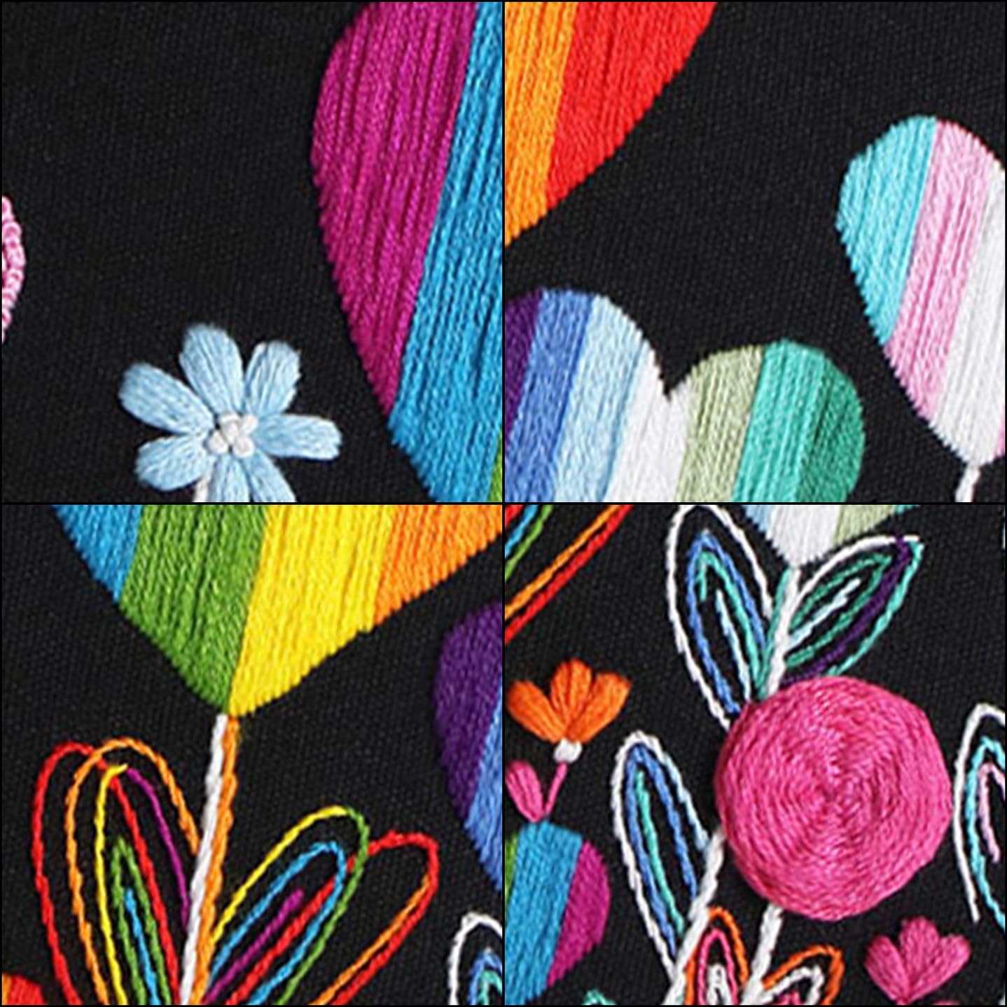 Louise Maelys Flower Beginners Embroidery Kits,Cross Stitch Kit for Adults,DIY Needlepoint with LGBT Love Pattern,Including Cloth, Needles,Threads and Instruction