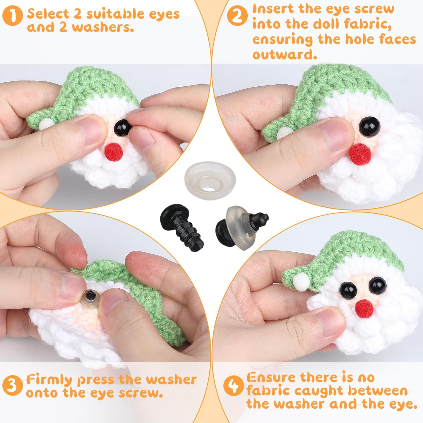 L-LWEIK 320Pcs 6mm Safety Eyes for Amigurumi Black Craft Doll Eyes for Crochet Animals with Washers, Stuffed Animal Eyes for Plush Dolls Bear Doll Making Supplies