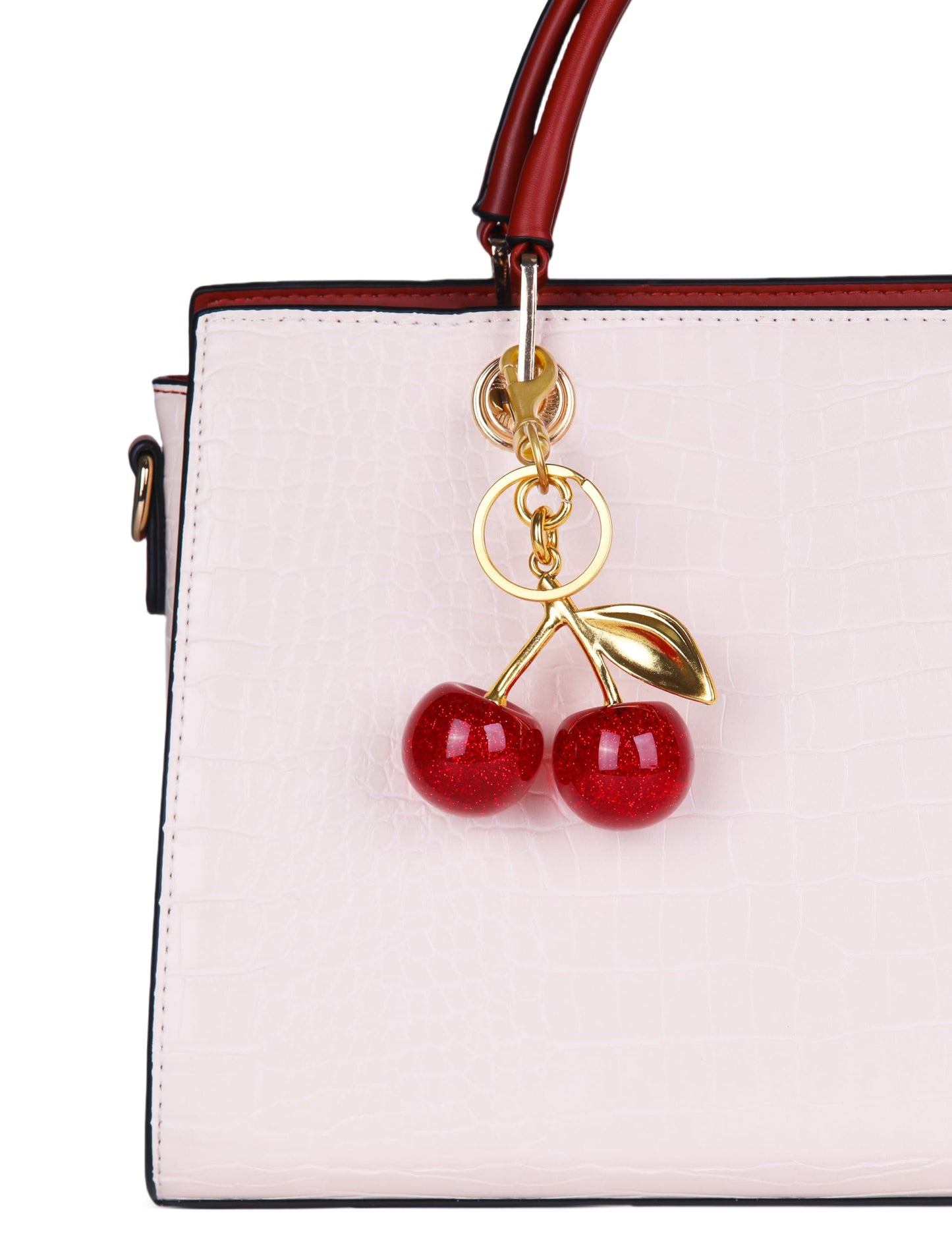 OVRUNS Cherry Bag Charm Cute Cherry Accessories Sparkling Purse Keychian Charms for Women