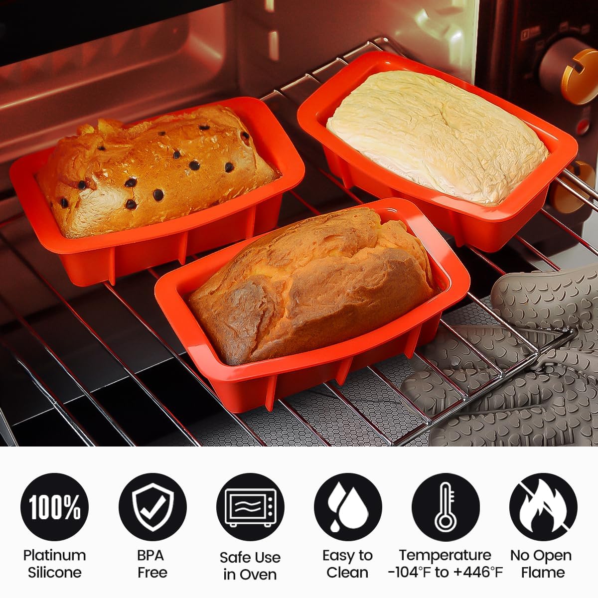 Silicone Mini Bread Loaf Pans for Baking, Small Loaf Pan Set of 4, 2.7x5.4 Inch Nonstick Bread Silicone Molds for Toast, Brownie, Loaf, Cake, Soaps