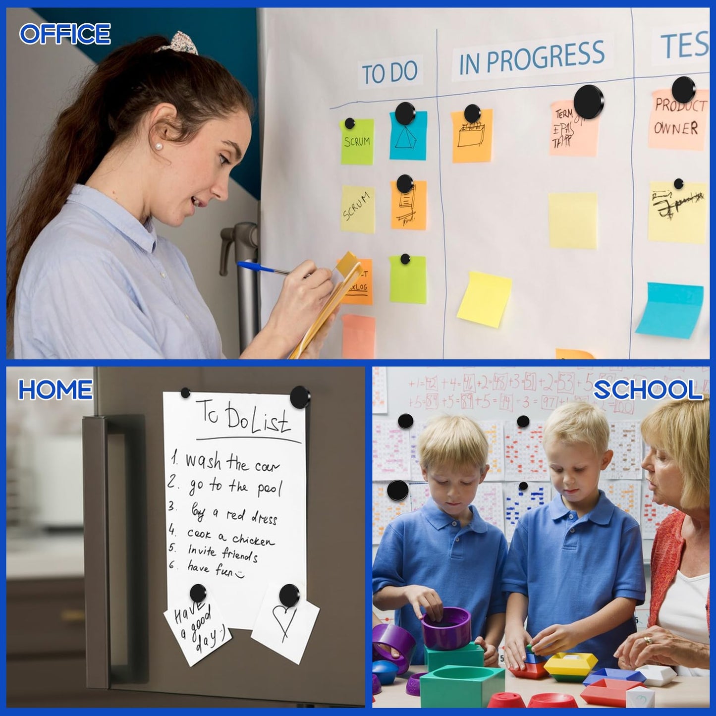 VSKIZ 50Pcs Small Magnets, 5 Different Size Tiny Rare Earth Magnets Strong Circle Magnets for Refrigerator Mini Office Magnet for Dry Erase Board, Crafts, DIY, Kitchen Cabinet