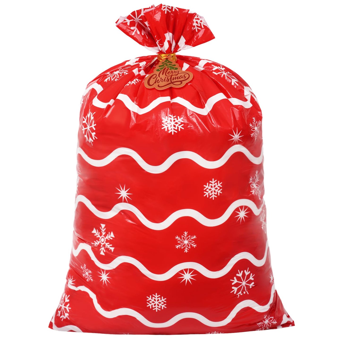 Large Christmas Gift Bags 36"x56" Holiday Gift Wrap Jumbo Christmas Bag for Gifts Giant Sacks for Presents Big Xmas Plastic Gifts Bags (Red Wave)
