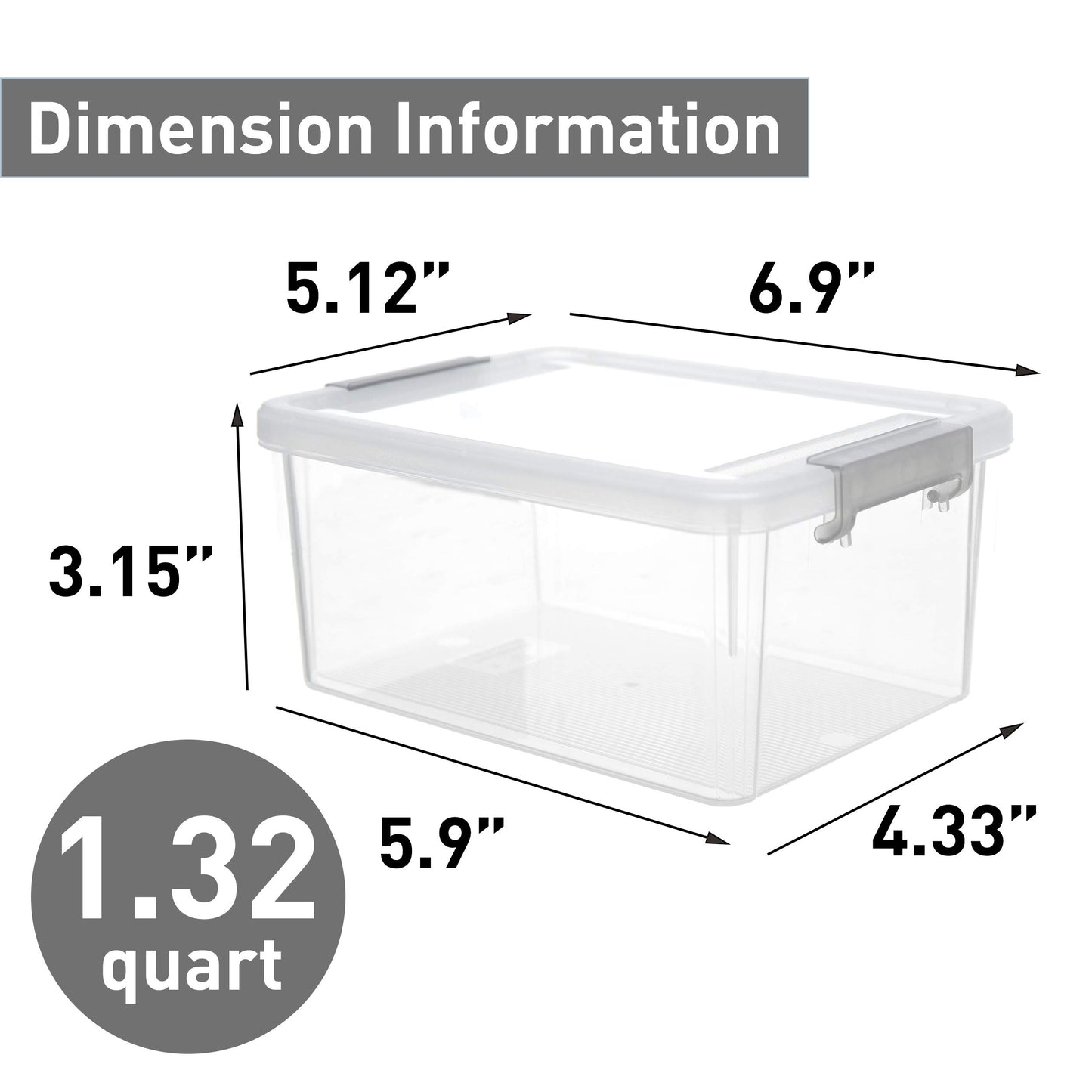 Citylife 1.3 QT 6 Pack Small Storage Bins Plastic Storage Container Stackable Box with Lids for Organizing, Clear White