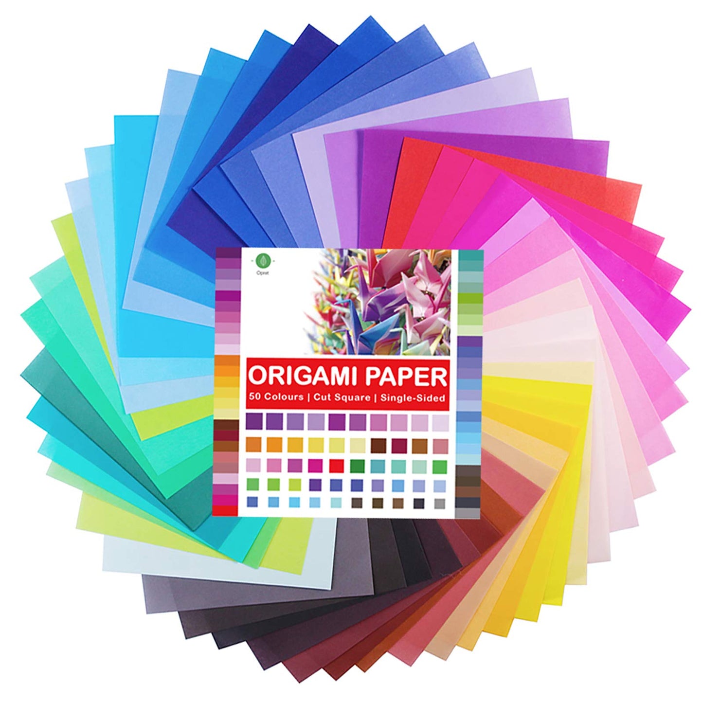 Opret Origami Paper 6x6 inch, 100 Sheets Origami Paper 50 Vivid Colors 15x15 cm Single Sided for Kids Arts and Crafts Projects