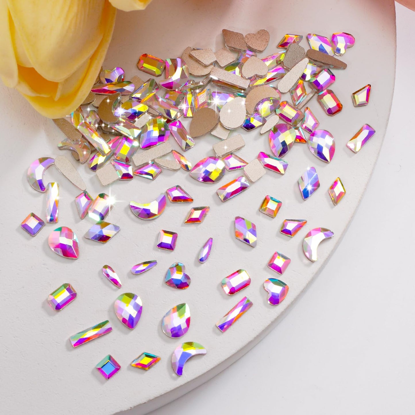 Canvalite 1820Pcs Rhinestones Nail Gems, 12 Styles 3D Glass Crystals Charms Shiny Multi Shape Flatback Nail Rhinestones for Nail Art with Picker and Tweezers for DIY Nail Art