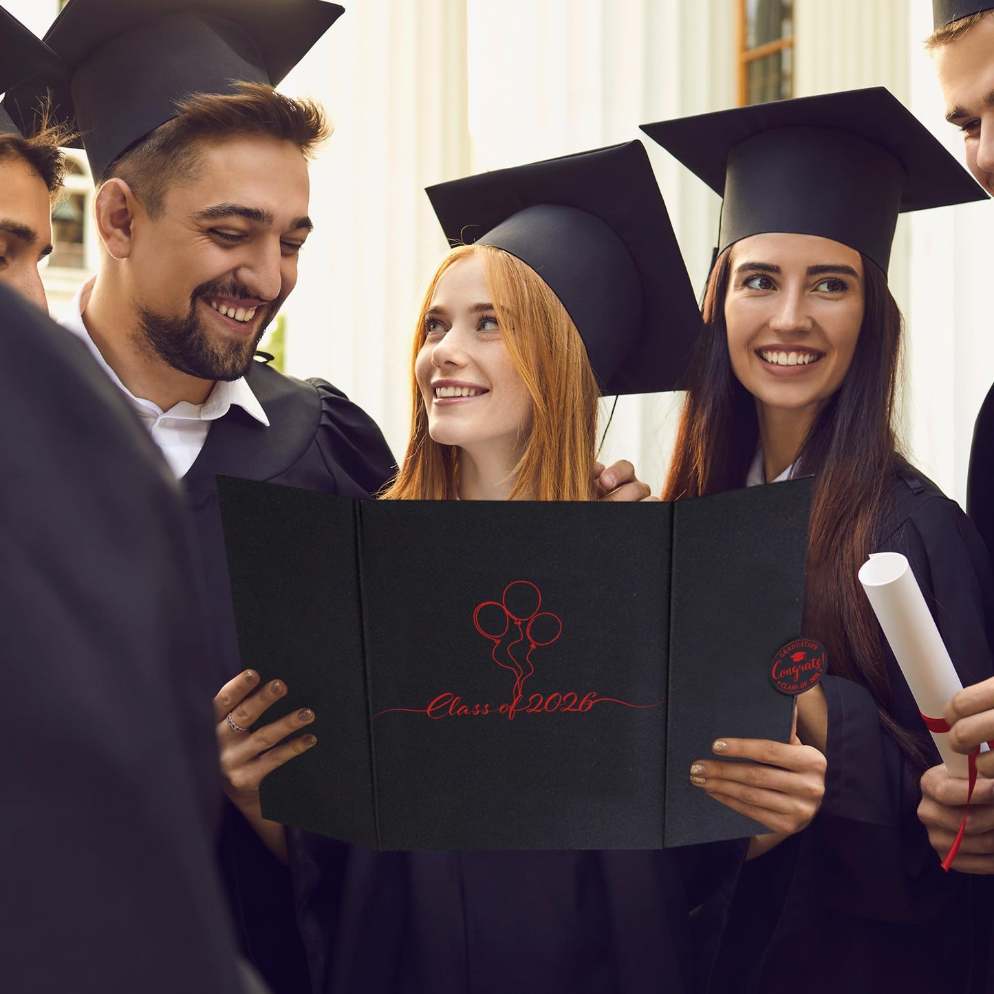 DARUNAXY Black and Red Graduation Party Decorations, Red Class of 2026 Congratulations Graduates Alternative Signature Guest Book for Men Happy Graduation Gifts Congrats Grad Party Signing Card Board