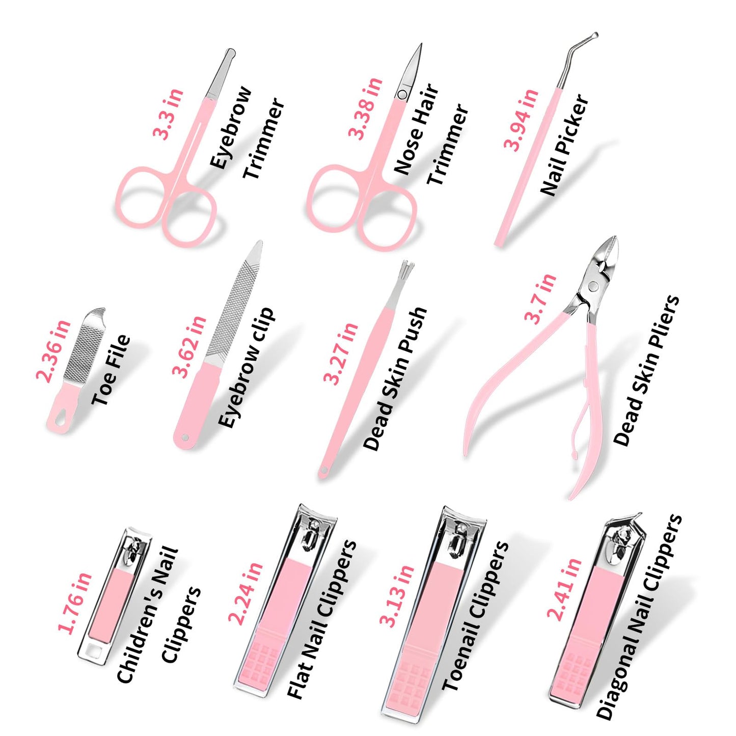 MINKINH 26-Piece Professional Manicure Set，Features Stainless Steel Tools, Carbon Steel Clippers & Travel Case for Women's Home and Travel Grooming，Mother's Day Gifts(Pink)