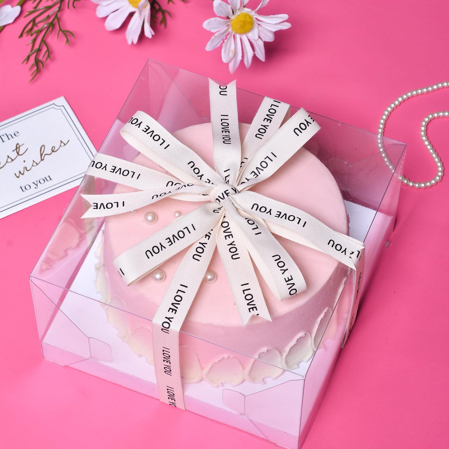 I Love You Cotton Ribbon for Gift Wrapping Crafts Flower Bouquet Party Decoration 5/8 Inch x 10 Yard