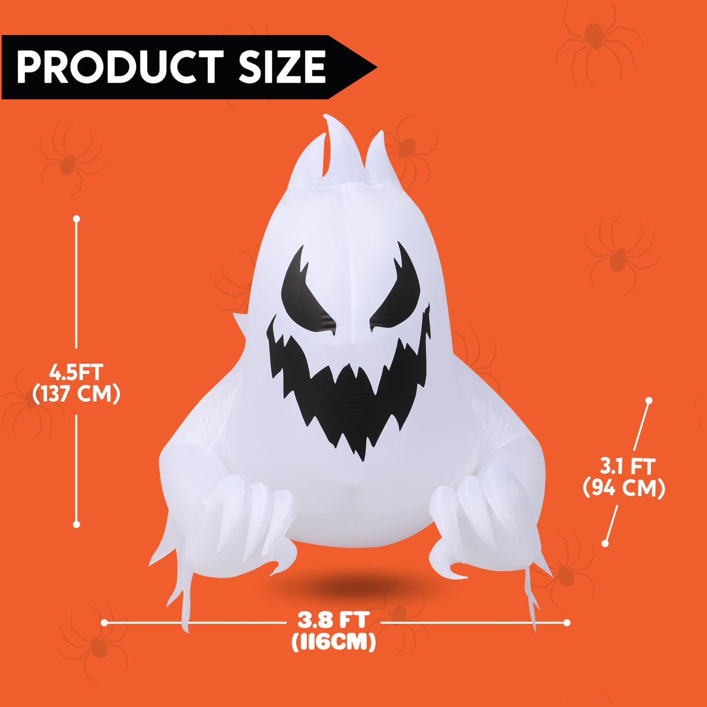 Joiedomi 4.5 FT Halloween Inflatable Scary Ghost Outdoor Decoration, Inflatable Window Breaker Decoration with Rotating Purple LEDs, Blow Up Ghost Halloween Window Decor for Party Garden Yard Decor