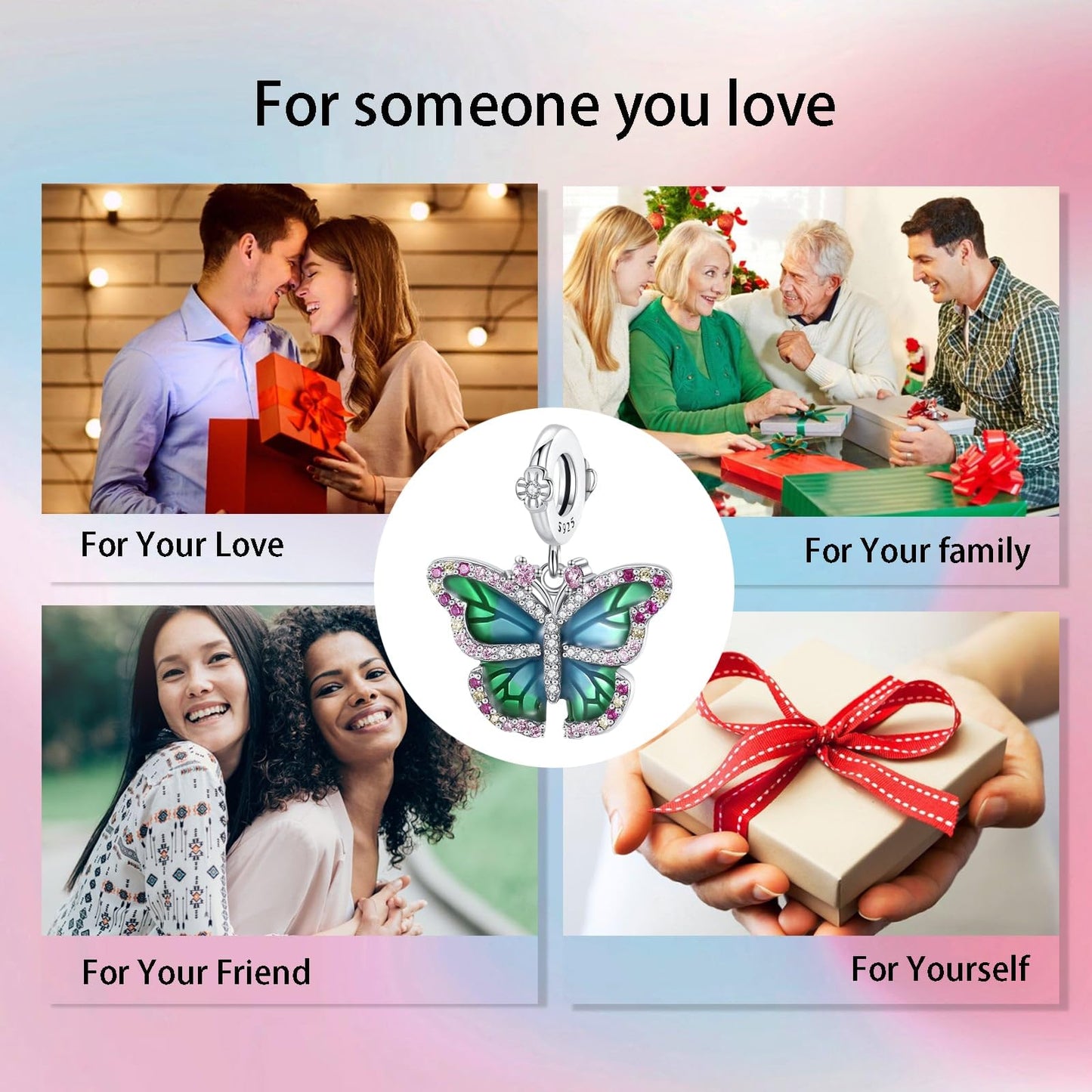 Alstade Spring Butterfly Charm 925 Sterling Silver Charms fits Bracelets and Necklace Pendant Bead Charms Jewelry Present for Women Family Friends