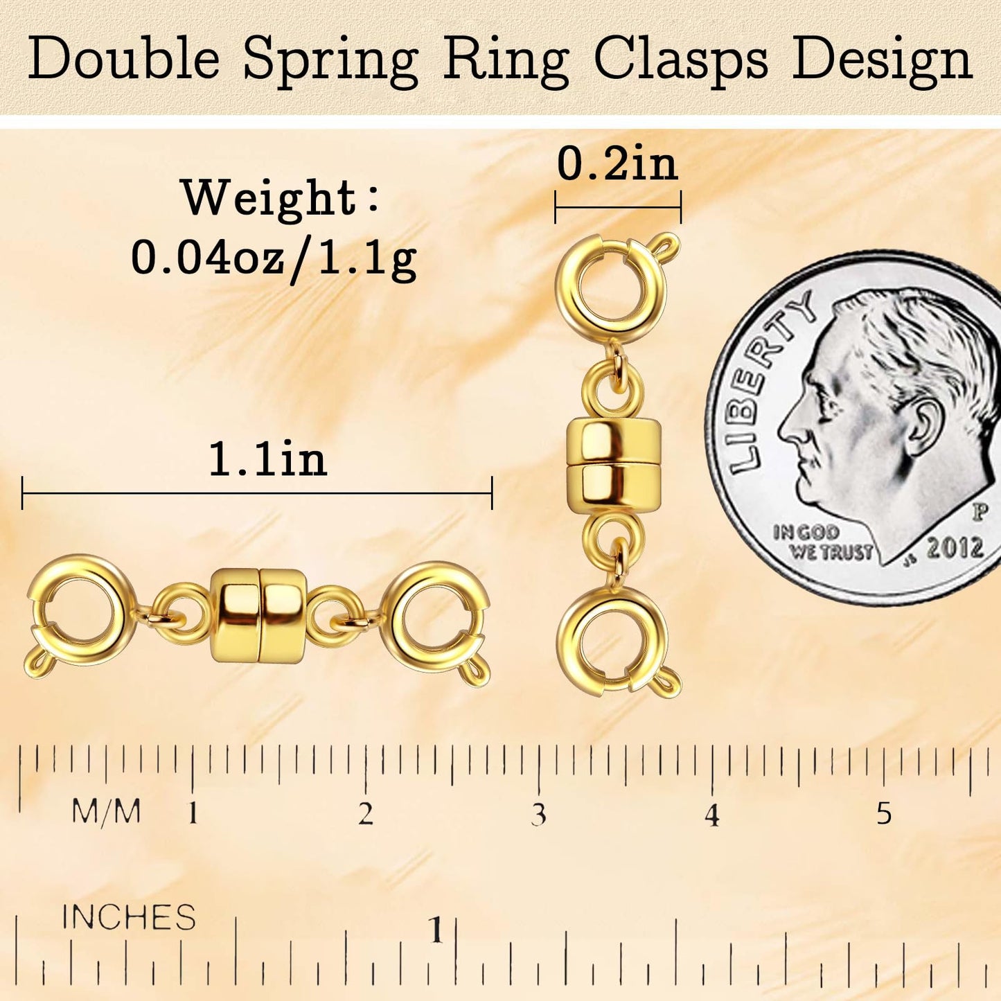Qulltk Double Magnetic Necklace Clasps and Closures 14K Gold and Silver Bracelet Extender Jewelry Clasps Converters for DIY Jewelry Making