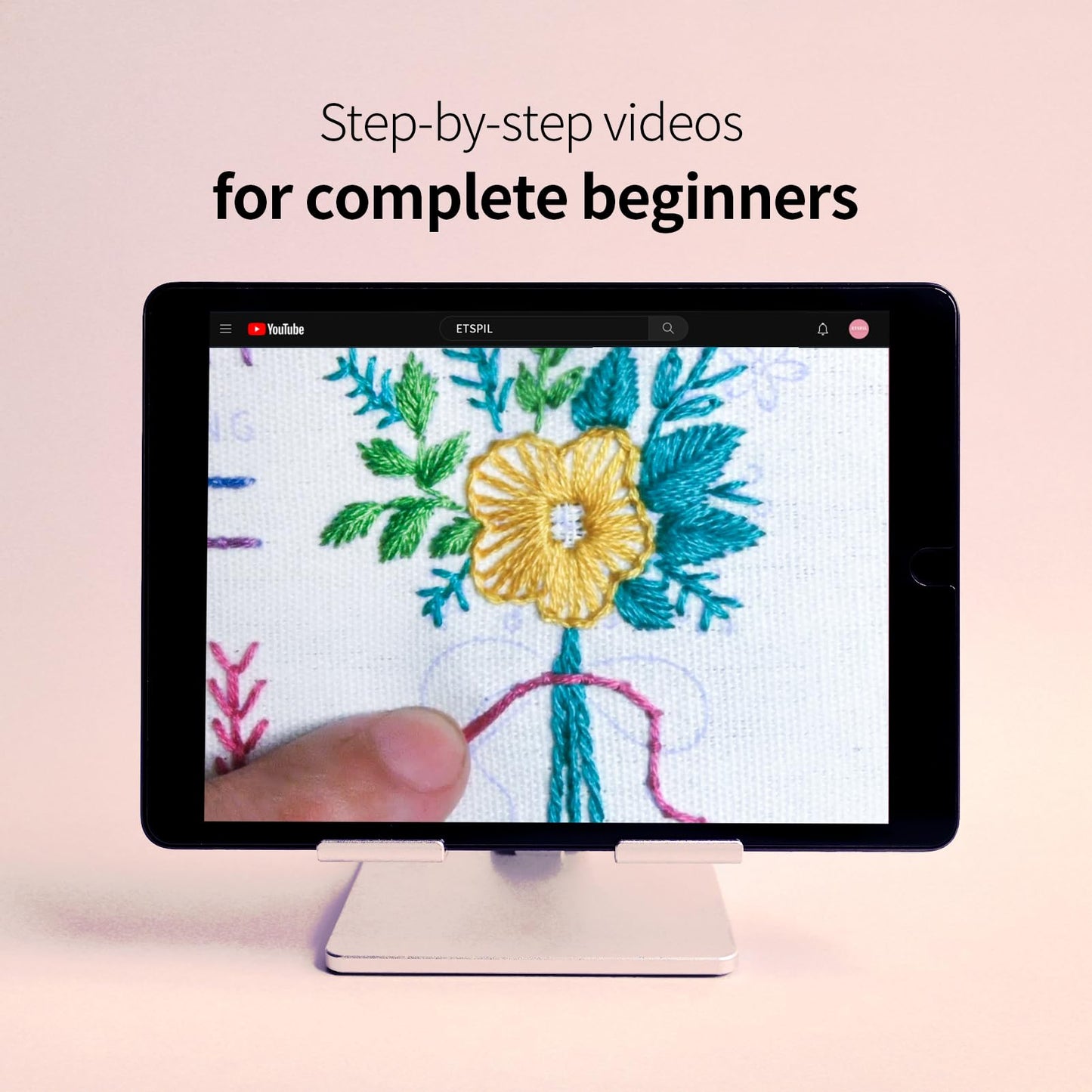 ETSPIL 3 Pack Embroidery Kit for Beginners and Adults,Learn 33 Stitches with DIY Stamped Flower Patterns – Includes Hoop, Color Threads, Tools, and Step-by-Step Instructions with Video Tutorials