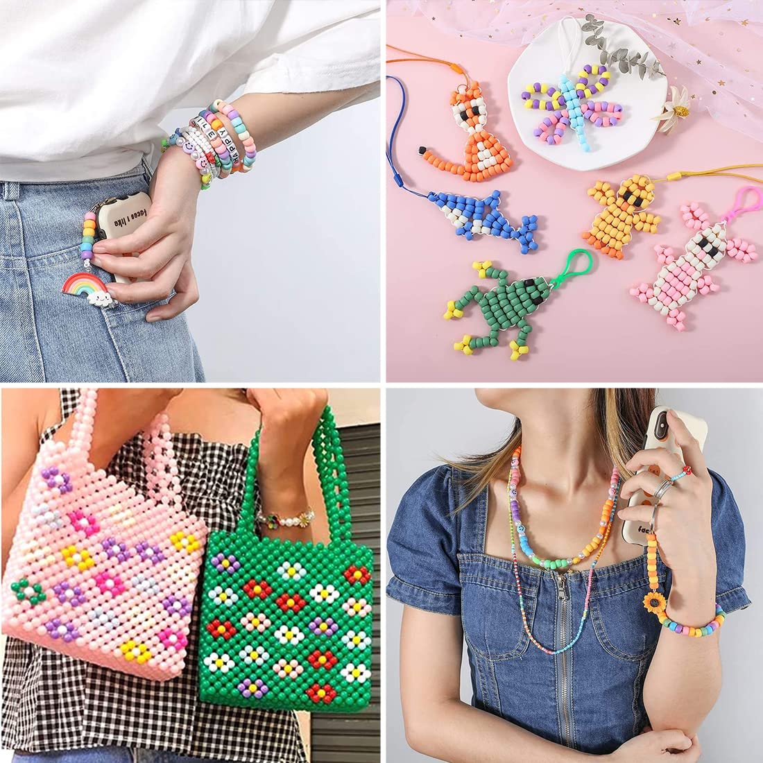 MIIIM 1200PCS 6x9mm Yellow Pony Beads Bulk, Kandi Beads for Bracelets Making Kit, Hair Braids Crafts for Jewelry Making (Bright Yellow)