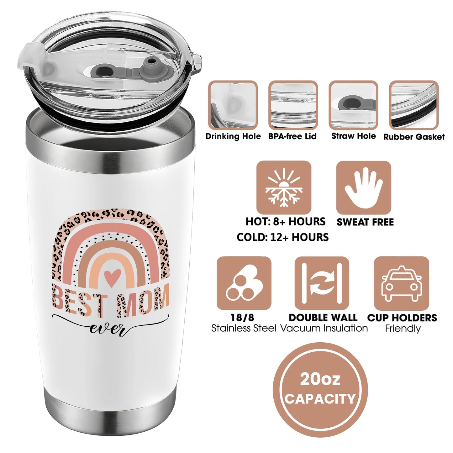 Mocosweeties Gifts for Mom from Daughter Son - Birthday, Valentines, Mothers Day Mom Gifts for Wife, Her - Mother's Day Gift Ideas for Mama, Mother - Gift for New Moms, Mothers - 20 Oz Tumbler