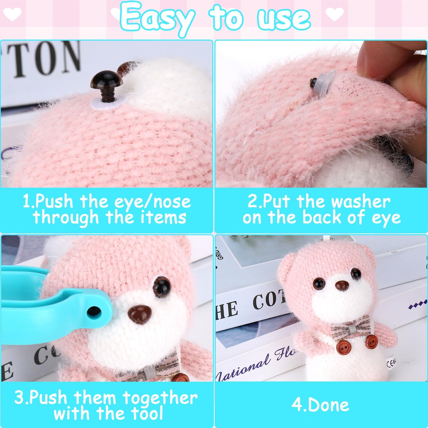 Juome Upgraded Safety Eye Tool for Crocheting - Crochet Tools for Attaching Crochet Safety Eyes, Auxiliary Tool for 5-30mm Stuffed Animals Safety Eyes Doll Making Supplies (Blue 1pcs)